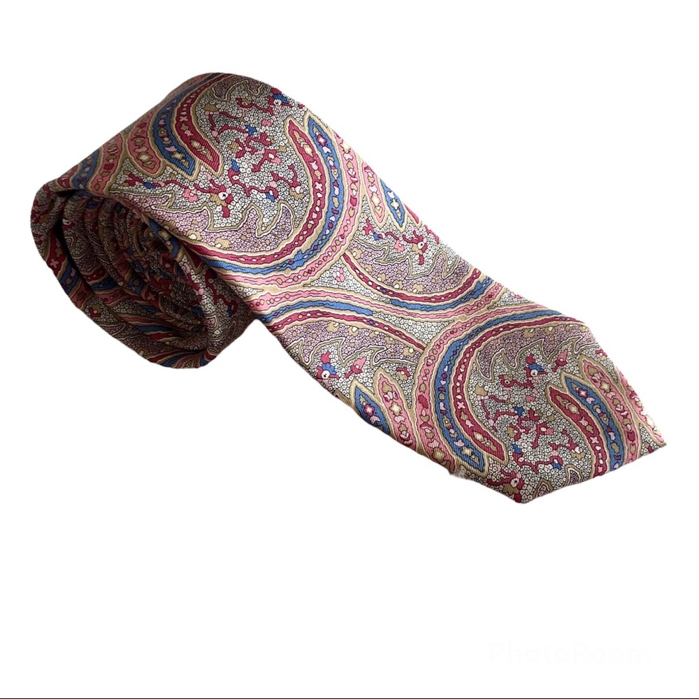 Liberty of London Target Men’s Neck Tie Paisley Pink Blue